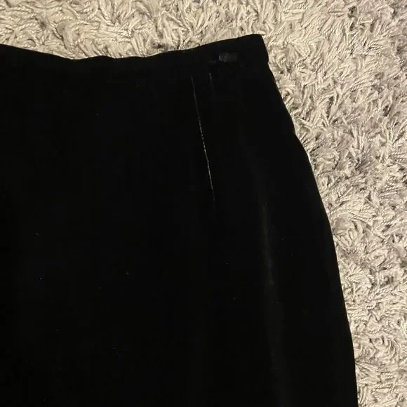 Kay Unger Formal Black Silk Blend Velvet Maxi Skirt High Back Slit Size 4